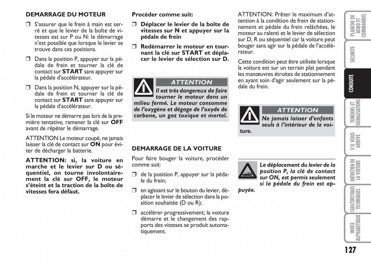 Fiat Croma manuel du proprietaire / page 127