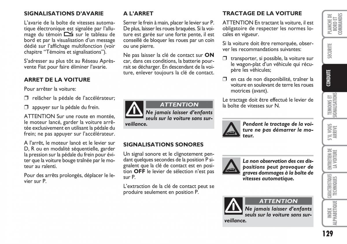 Fiat Croma manuel du proprietaire / page 129