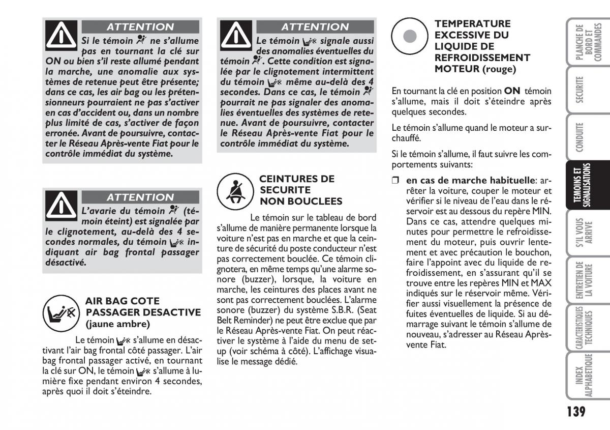 Fiat Croma manuel du proprietaire / page 139