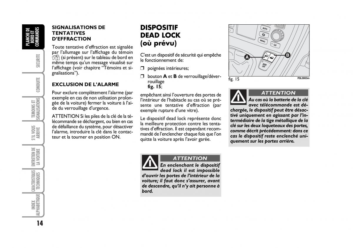 Fiat Croma manuel du proprietaire / page 14