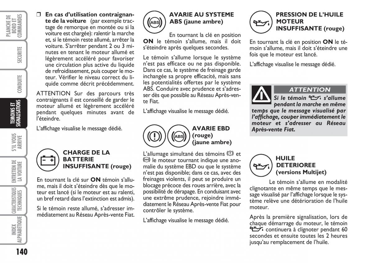 Fiat Croma manuel du proprietaire / page 140