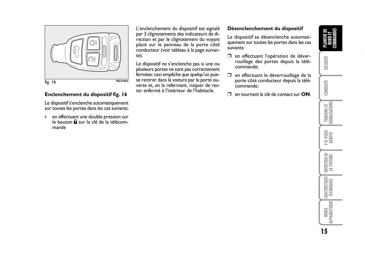 Fiat Croma manuel du proprietaire / page 15