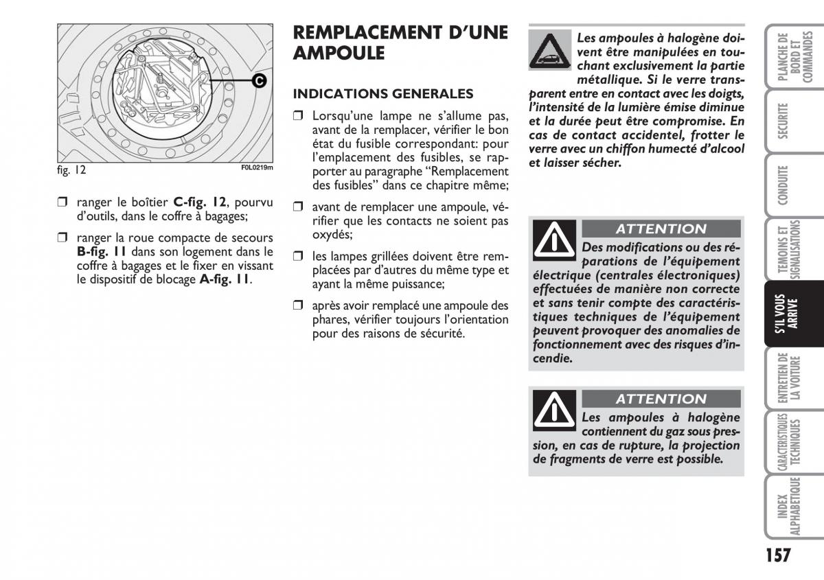 Fiat Croma manuel du proprietaire / page 157