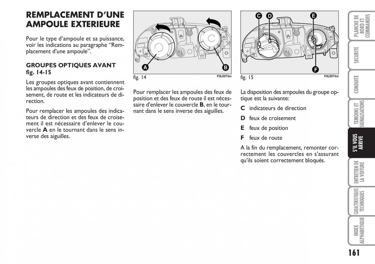 Fiat Croma manuel du proprietaire / page 161