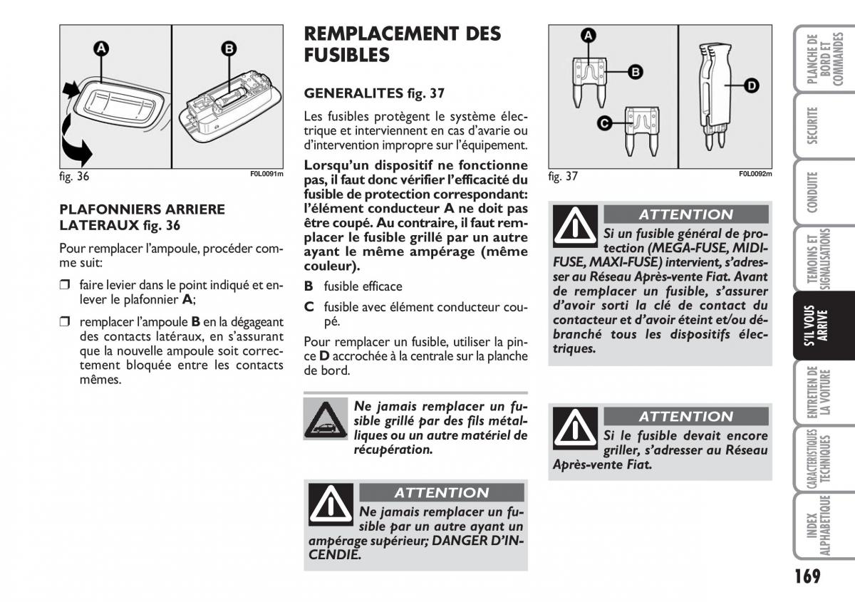 Fiat Croma manuel du proprietaire / page 169