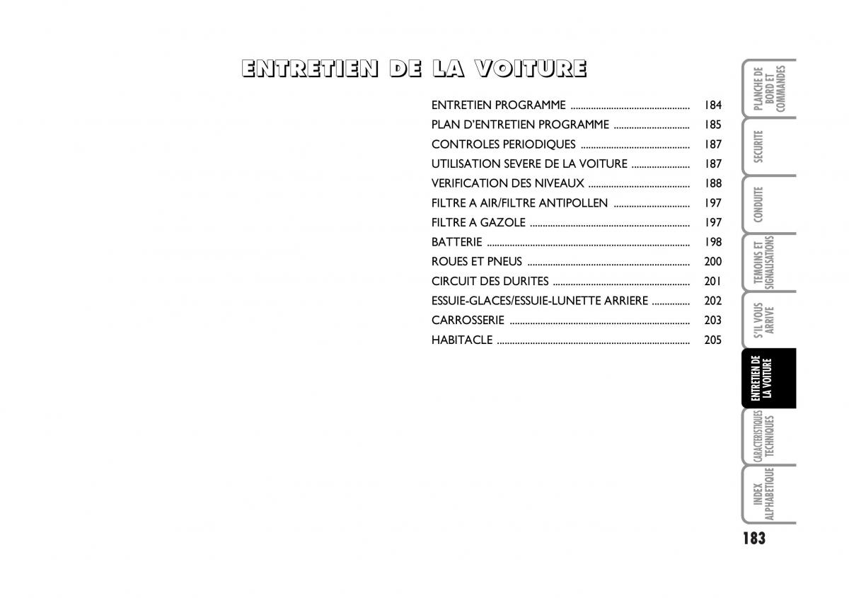 Fiat Croma manuel du proprietaire / page 183