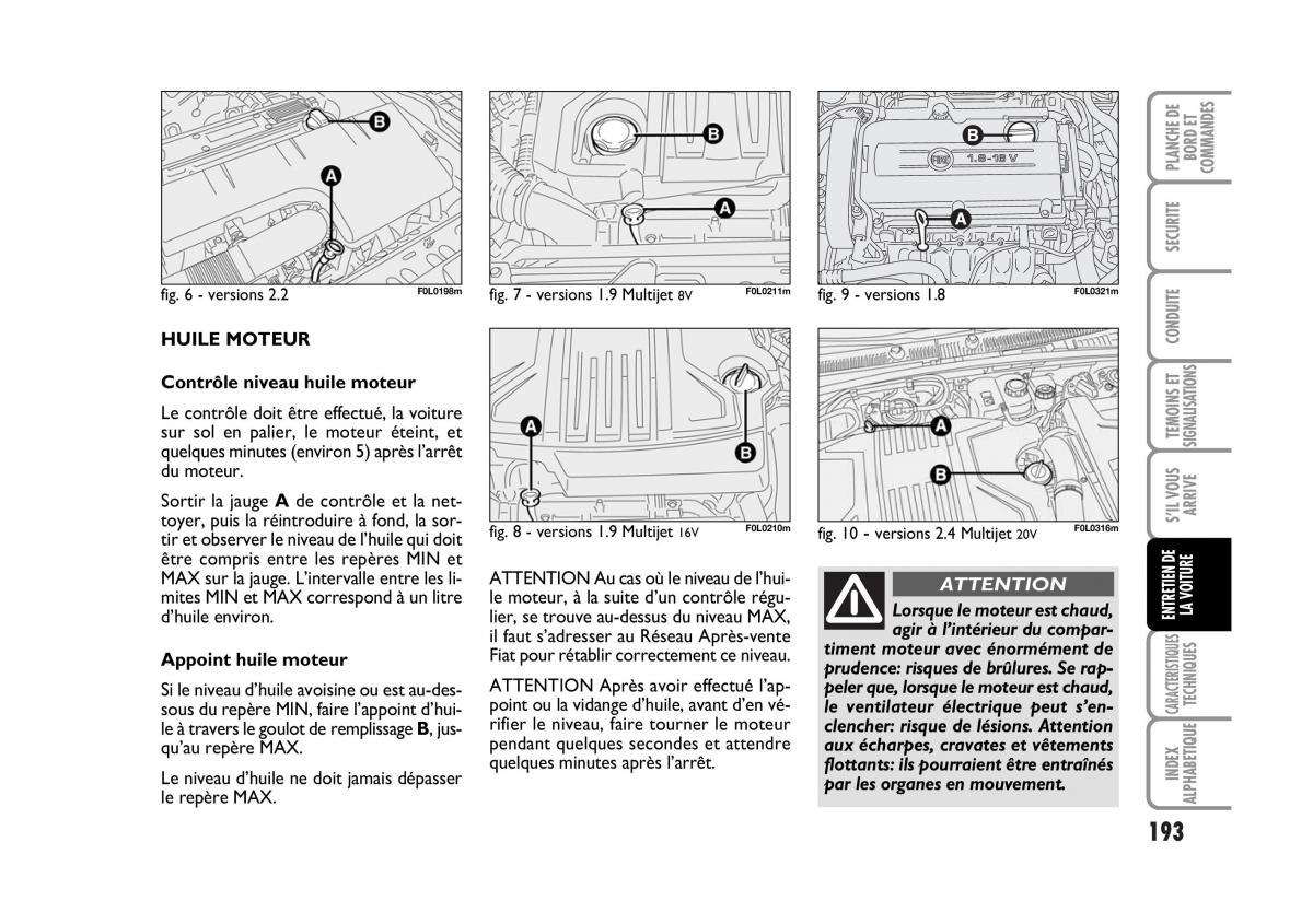 Fiat Croma manuel du proprietaire / page 193