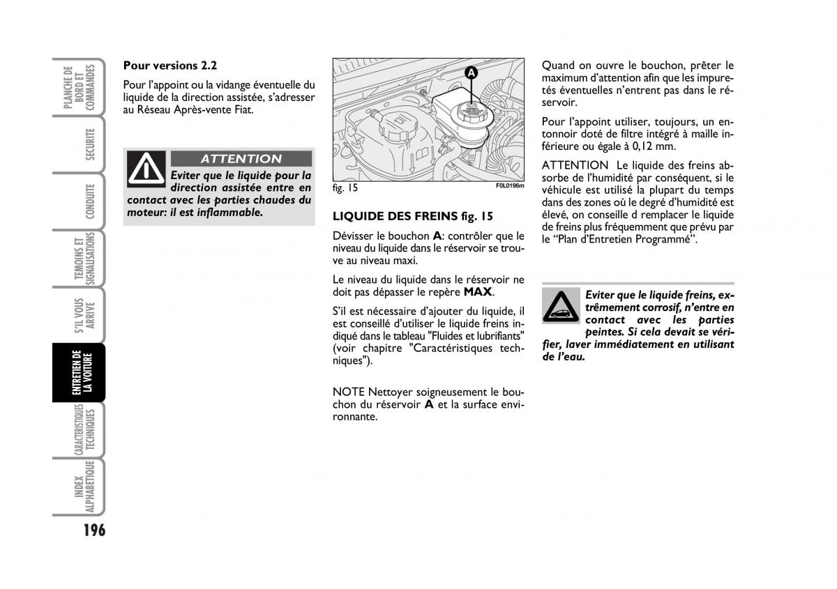 Fiat Croma manuel du proprietaire / page 196