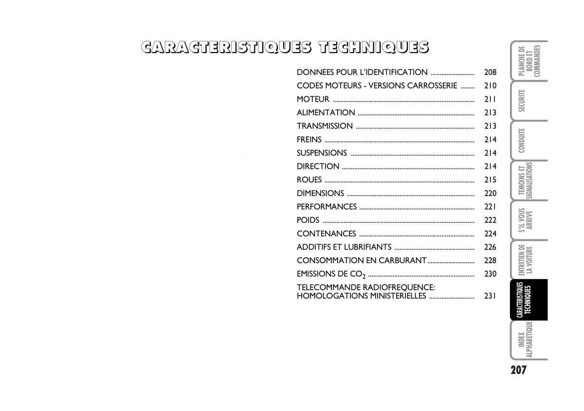 Fiat Croma manuel du proprietaire / page 207