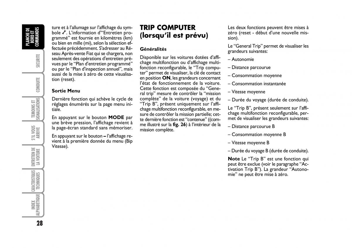 Fiat Croma manuel du proprietaire / page 28