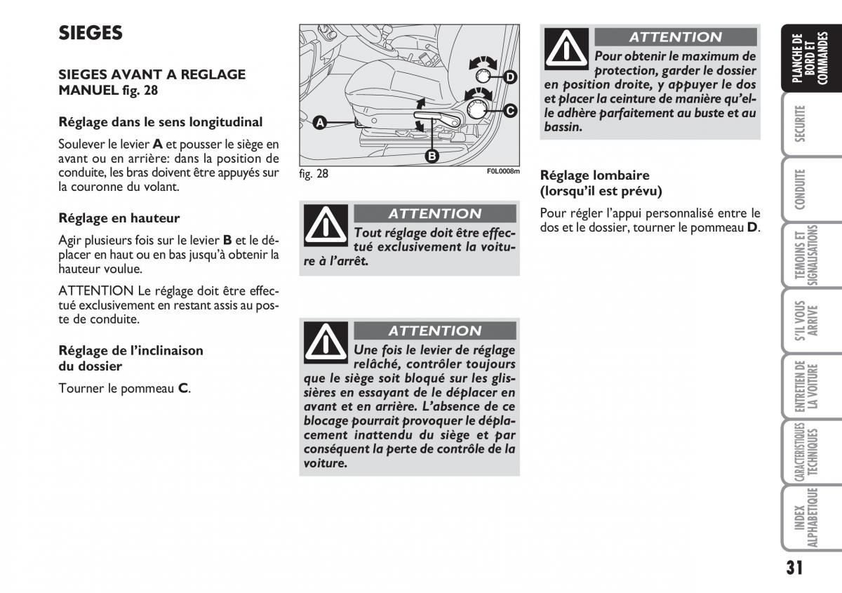 Fiat Croma manuel du proprietaire / page 31