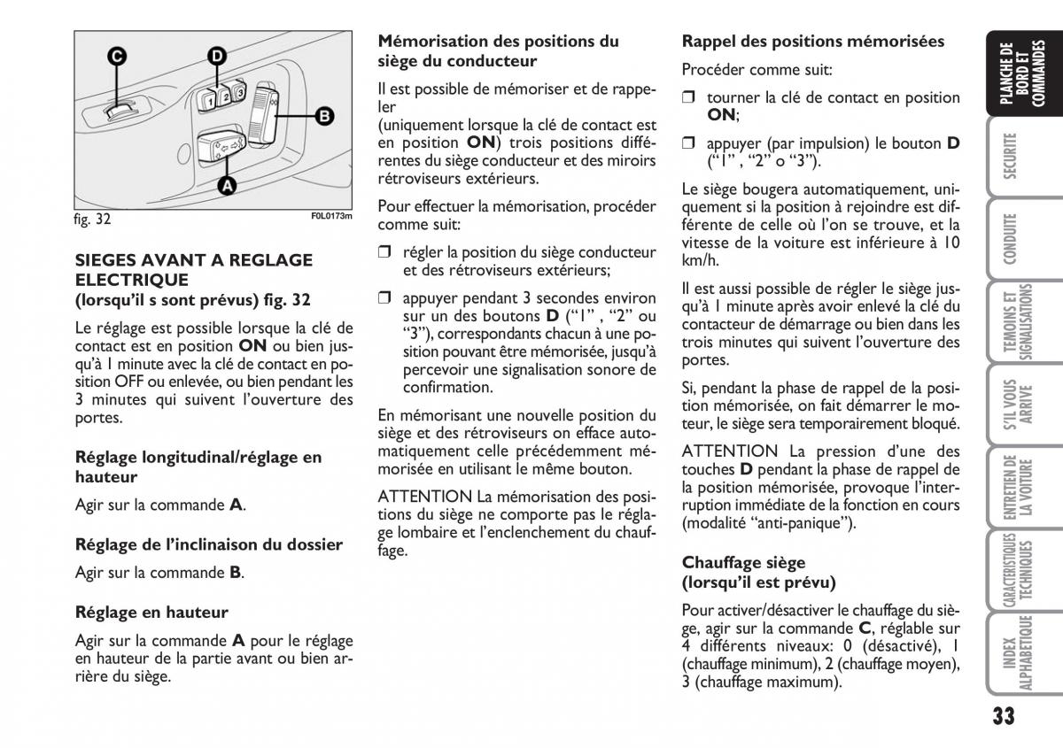 Fiat Croma manuel du proprietaire / page 33