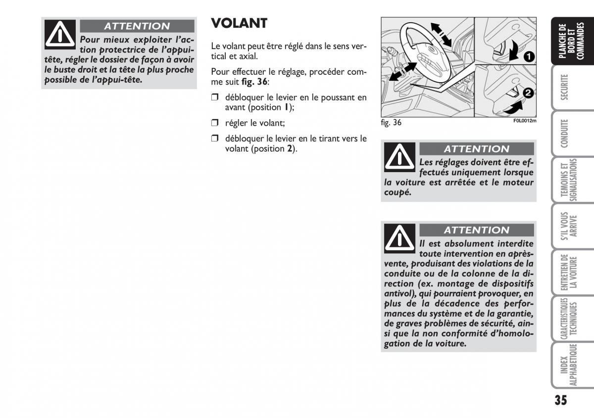 Fiat Croma manuel du proprietaire / page 35