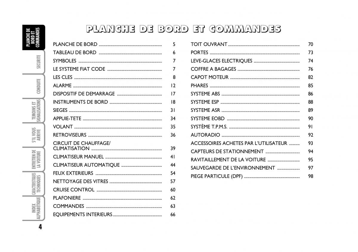 Fiat Croma manuel du proprietaire / page 4