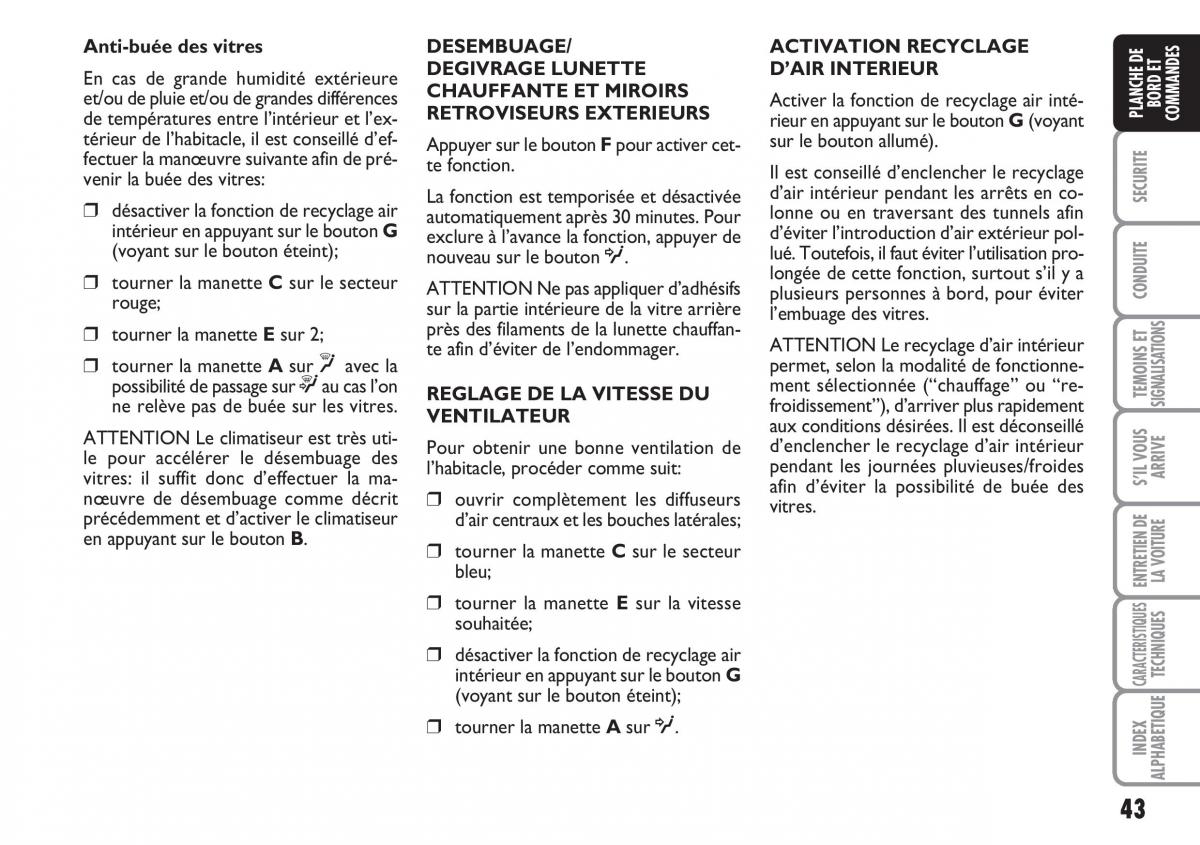 Fiat Croma manuel du proprietaire / page 43