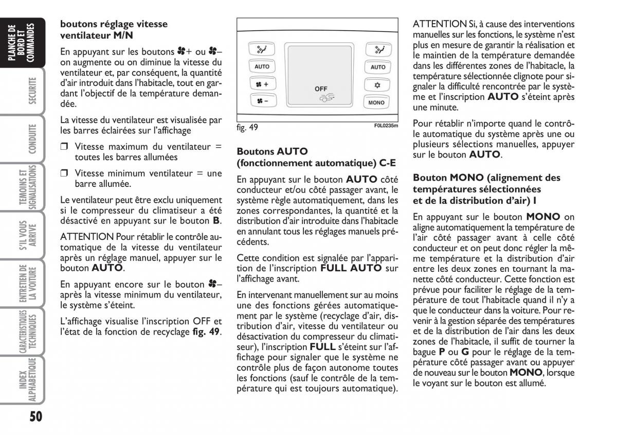 Fiat Croma manuel du proprietaire / page 50