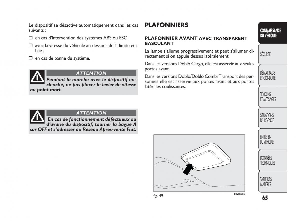 Fiat Doblo II 2 manuel du proprietaire / page 66