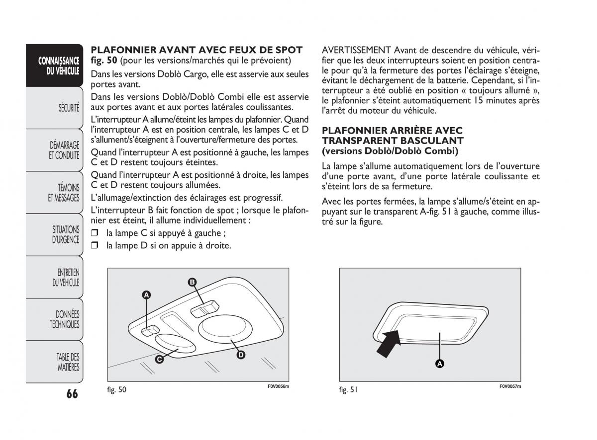 Fiat Doblo II 2 manuel du proprietaire / page 67