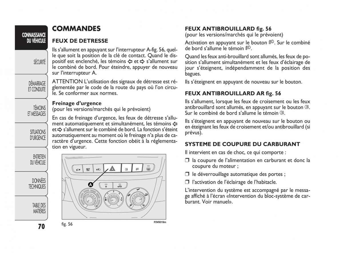 Fiat Doblo II 2 manuel du proprietaire / page 71