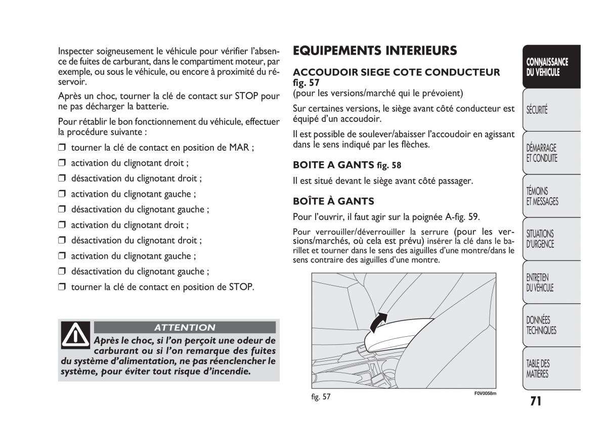 Fiat Doblo II 2 manuel du proprietaire / page 72