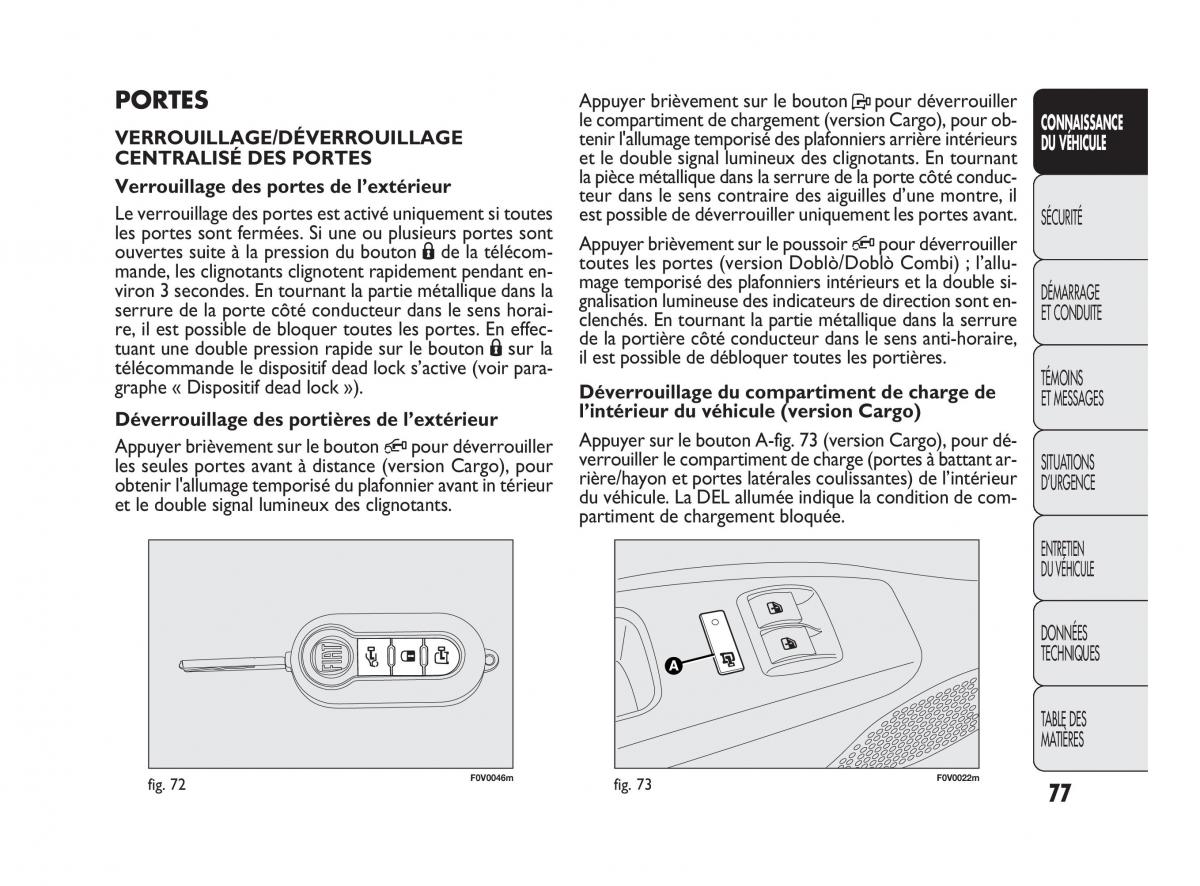 Fiat Doblo II 2 manuel du proprietaire / page 78