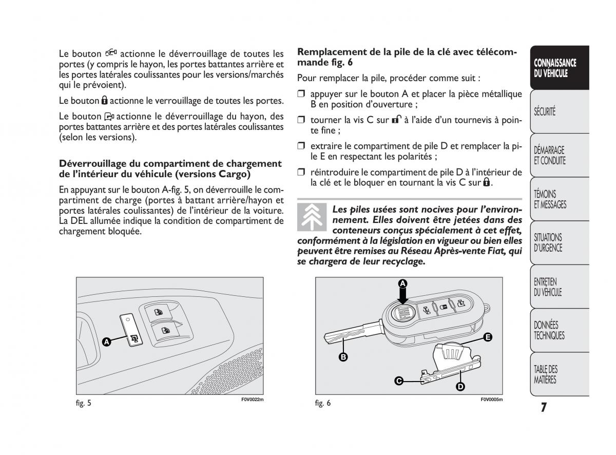 Fiat Doblo II 2 manuel du proprietaire / page 8