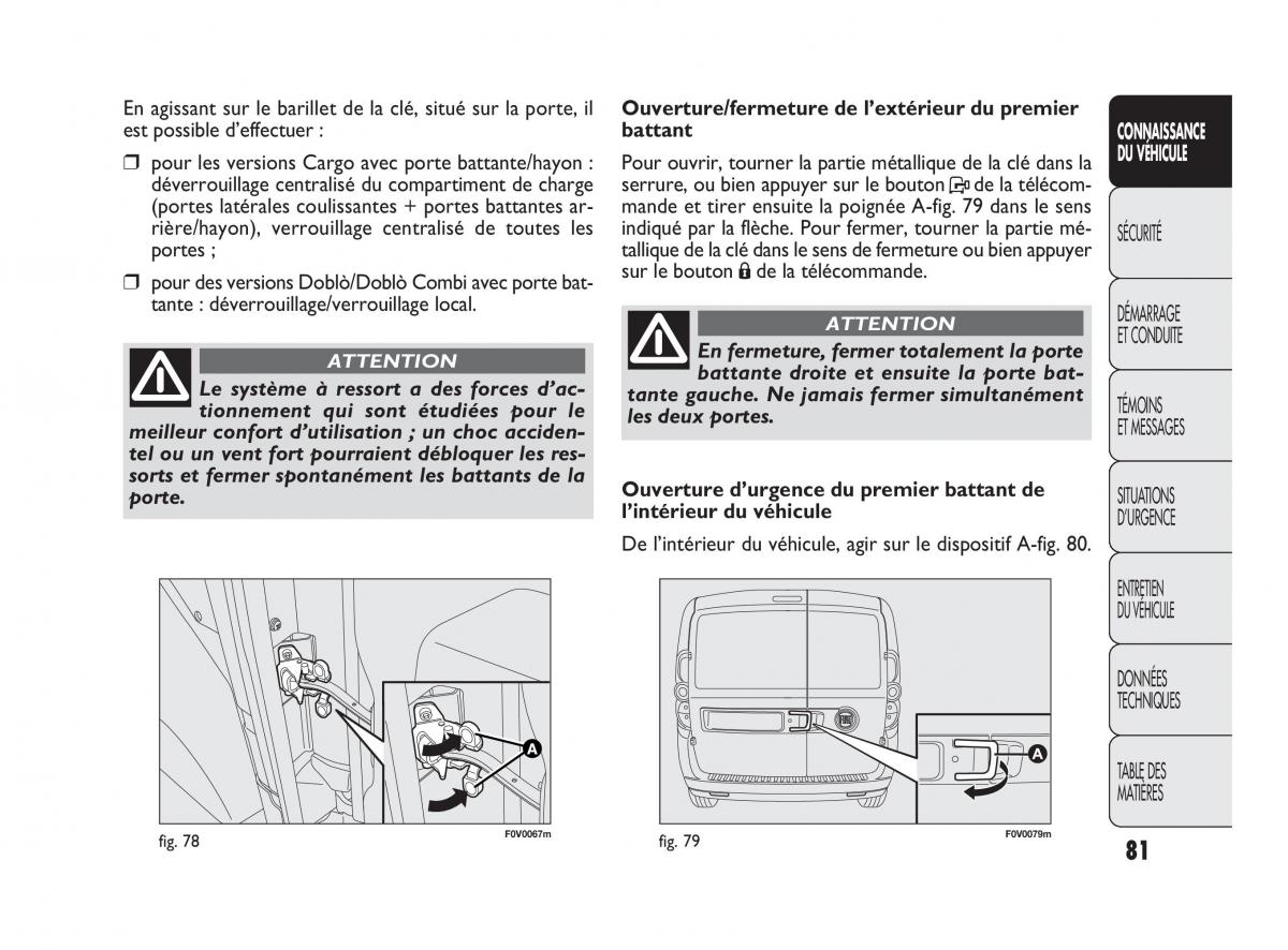 Fiat Doblo II 2 manuel du proprietaire / page 82