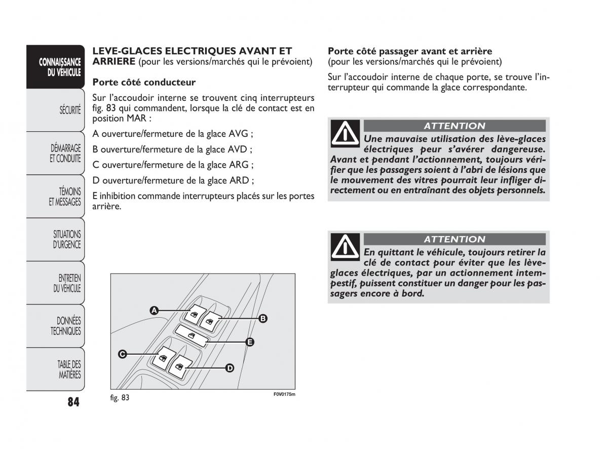 Fiat Doblo II 2 manuel du proprietaire / page 85