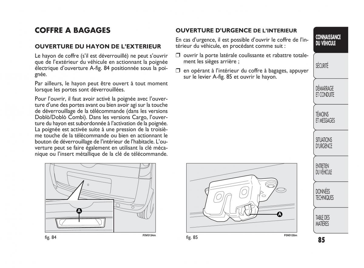 Fiat Doblo II 2 manuel du proprietaire / page 86