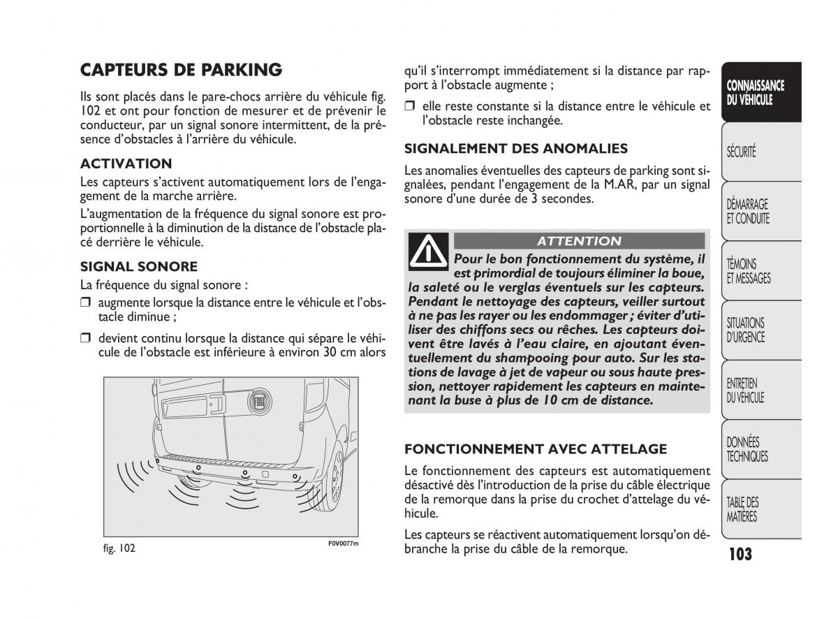 Fiat Doblo II 2 manuel du proprietaire / page 104