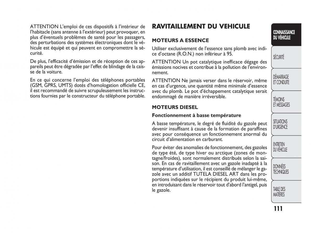 Fiat Doblo II 2 manuel du proprietaire / page 112