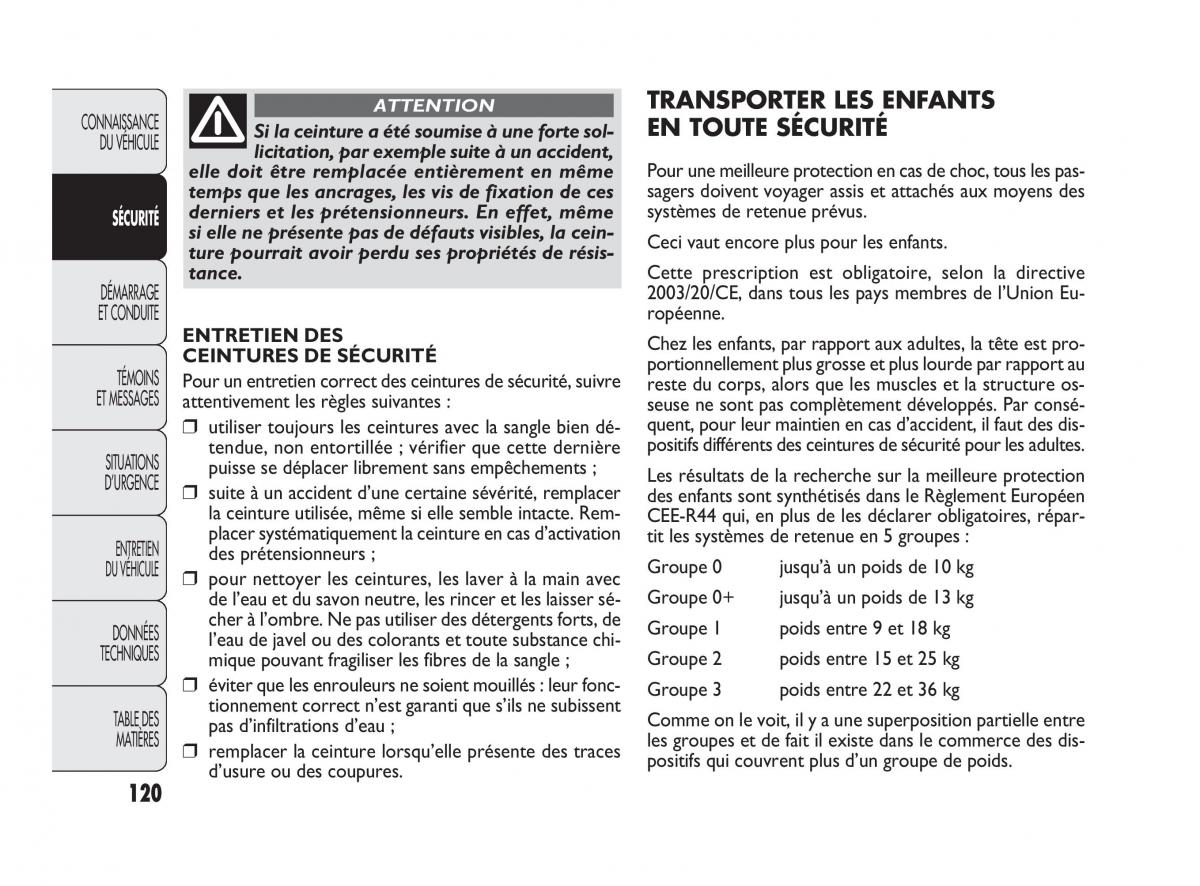 Fiat Doblo II 2 manuel du proprietaire / page 121