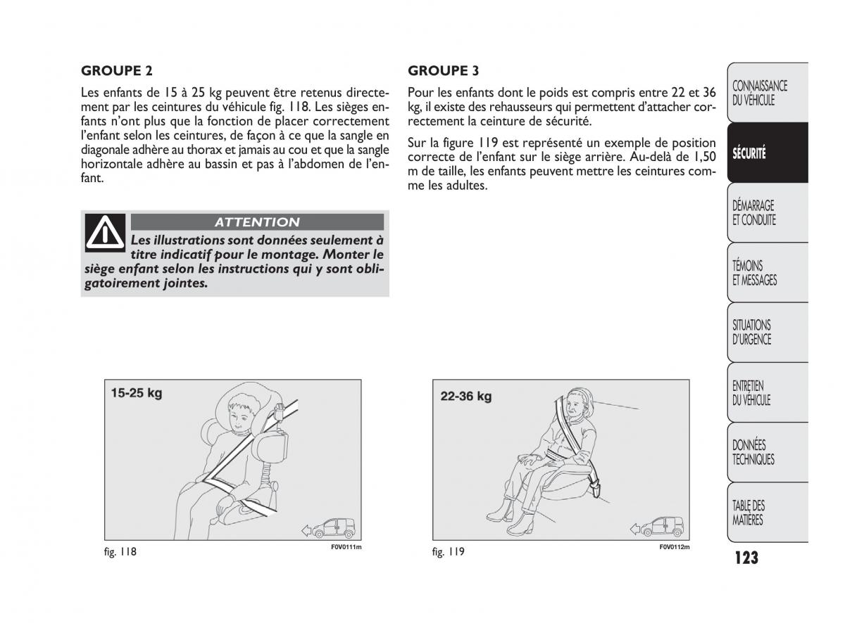Fiat Doblo II 2 manuel du proprietaire / page 124
