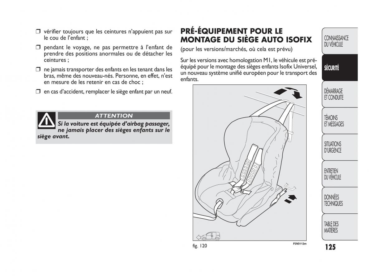 Fiat Doblo II 2 manuel du proprietaire / page 126