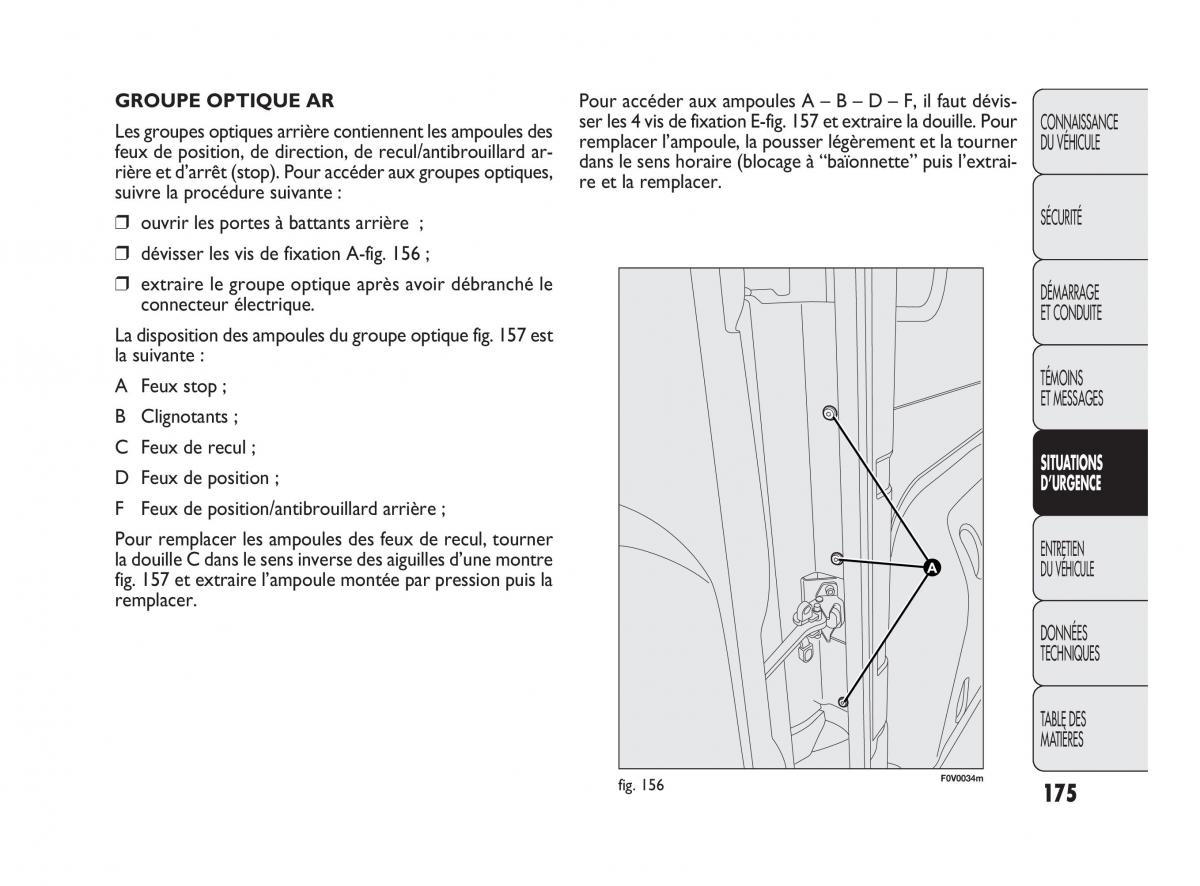 Fiat Doblo II 2 manuel du proprietaire / page 176