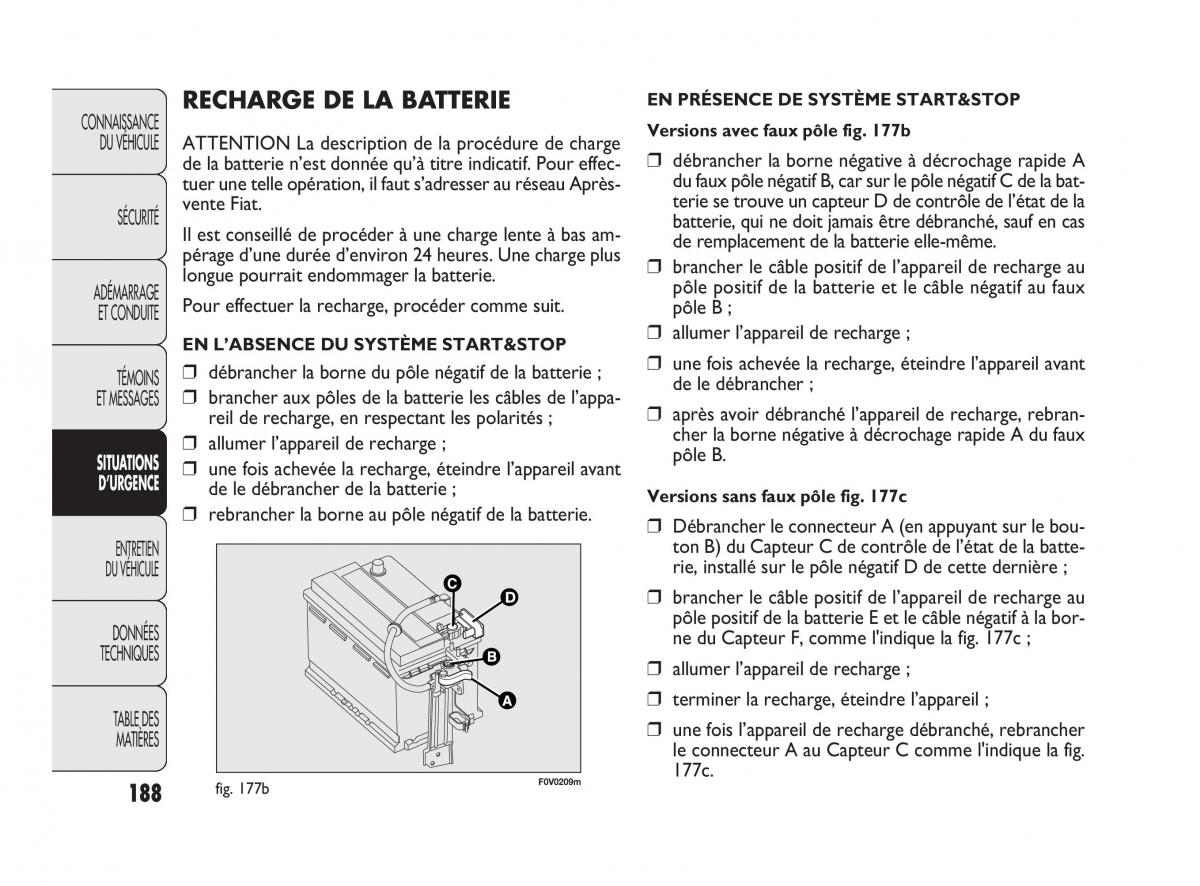 Fiat Doblo II 2 manuel du proprietaire / page 189