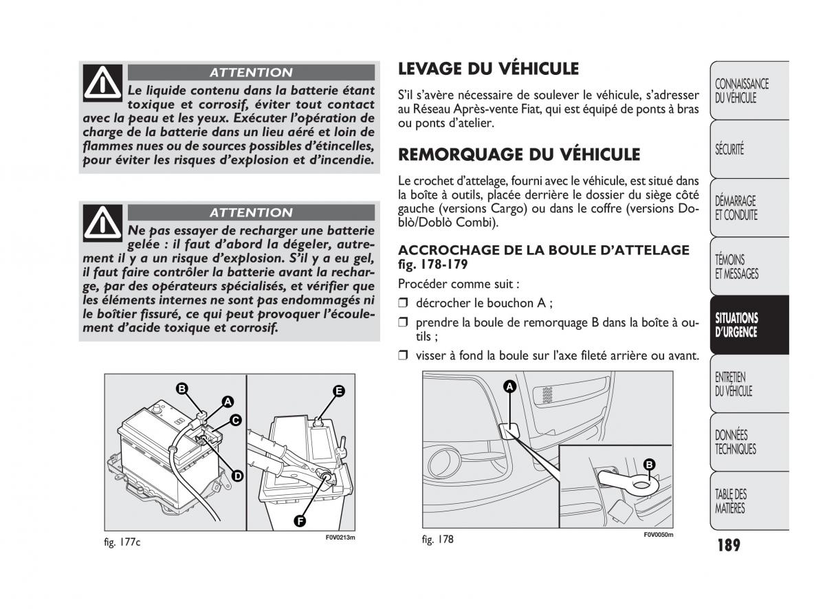 Fiat Doblo II 2 manuel du proprietaire / page 190