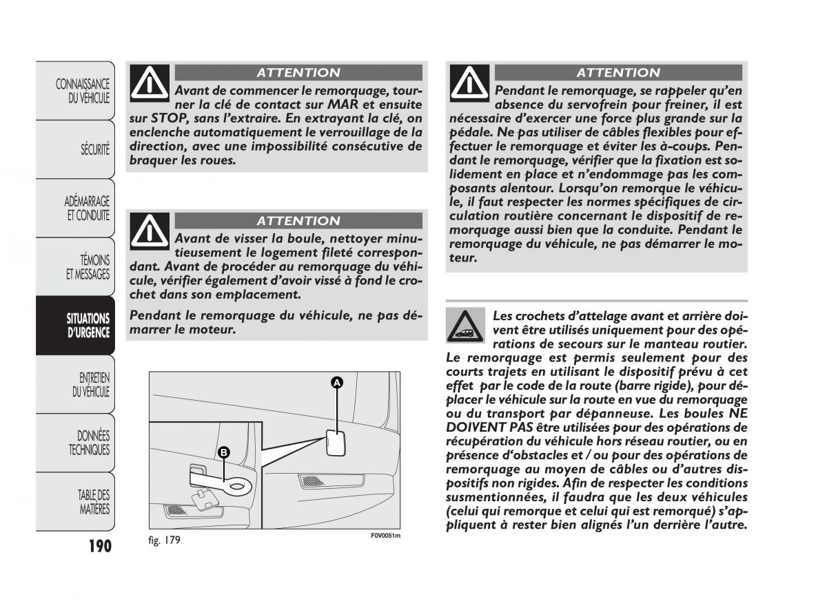 Fiat Doblo II 2 manuel du proprietaire / page 191