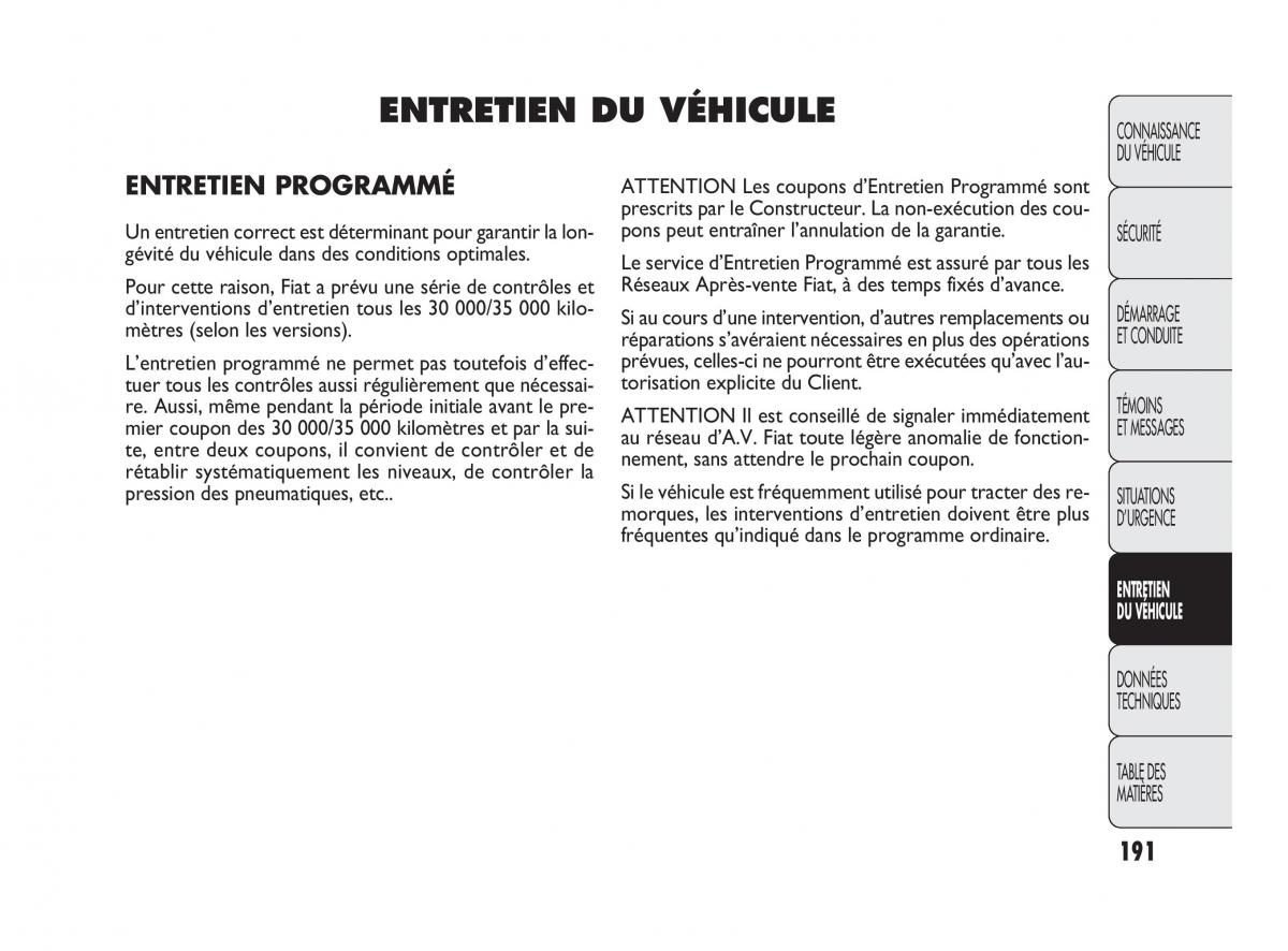 Fiat Doblo II 2 manuel du proprietaire / page 192