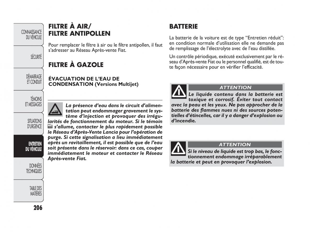 Fiat Doblo II 2 manuel du proprietaire / page 207