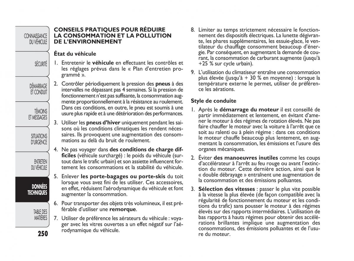 Fiat Doblo II 2 manuel du proprietaire / page 251