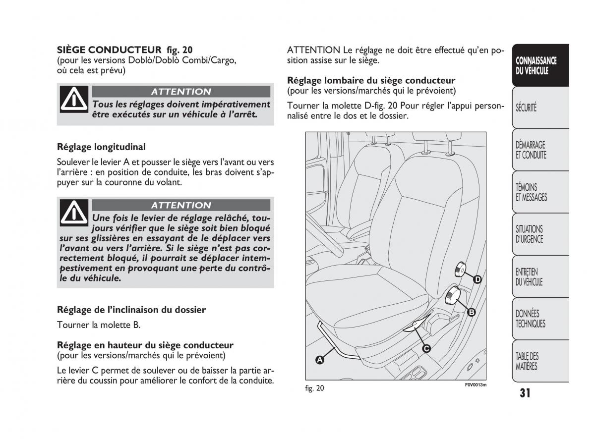 Fiat Doblo II 2 manuel du proprietaire / page 32