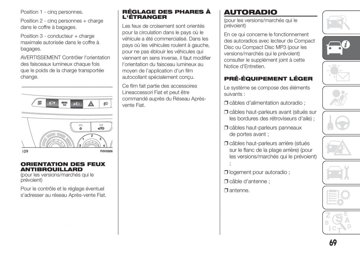 Fiat Doblo II 2 FL manuel du proprietaire / page 73