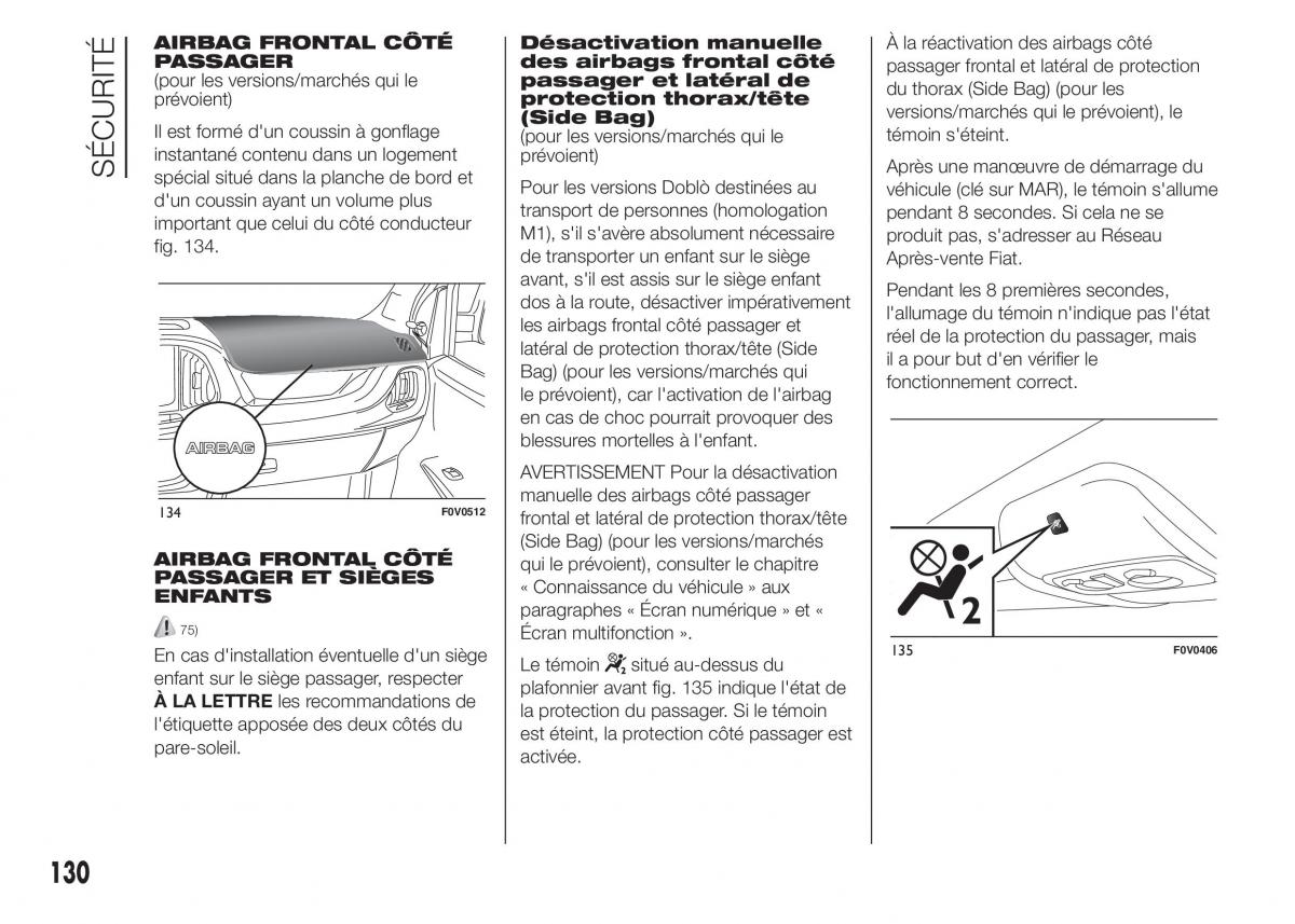 Fiat Doblo II 2 FL manuel du proprietaire / page 134