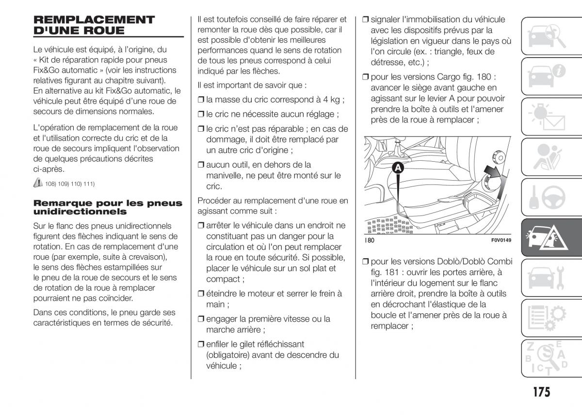 Fiat Doblo II 2 FL manuel du proprietaire / page 179