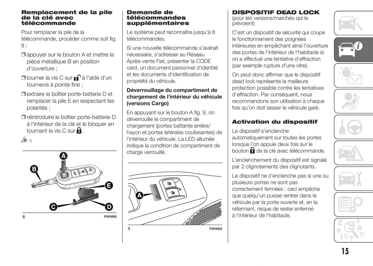 Fiat Doblo II 2 FL manuel du proprietaire / page 19