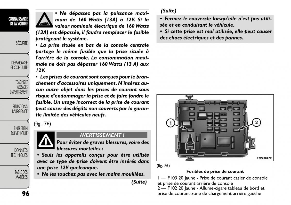 Fiat Freemont manuel du proprietaire / page 103