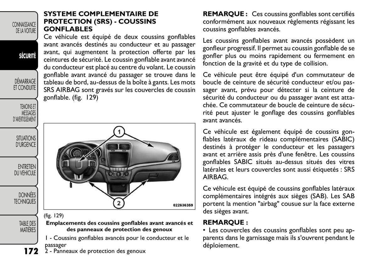 Fiat Freemont manuel du proprietaire / page 179