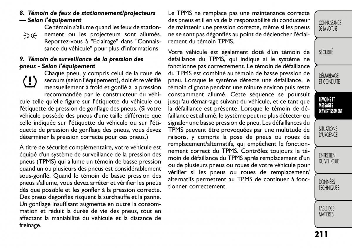 Fiat Freemont manuel du proprietaire / page 218