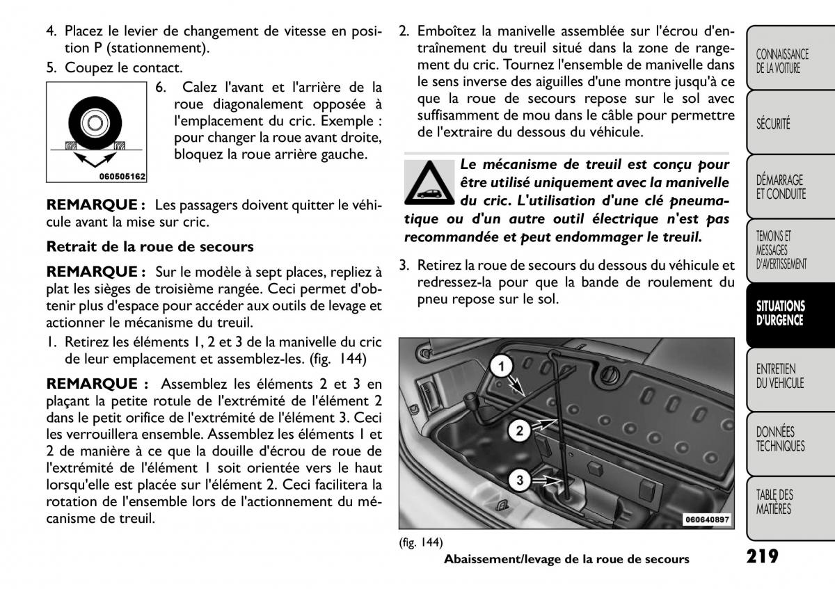 Fiat Freemont manuel du proprietaire / page 226